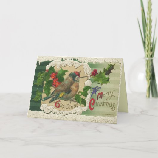 De Victoriaans Kerstkaart van de Vogel Feestdagen Kaart (Voorkant)