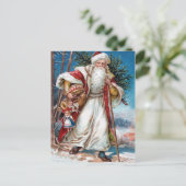 De Victoriaans Kerstman in Rood Fluweel en Wit Feestdagenkaart (Staand voorkant)