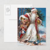 De Victoriaans Kerstman in Rood Fluweel en Wit Feestdagenkaart (Voorkant / Achterkant)