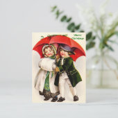 De Victoriaans Kinderen & de Paraplu van het Feestdagenkaart (Staand voorkant)