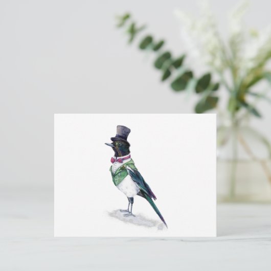 De Victoriaans Magpie Bird Briefkaart (Staand voorkant)