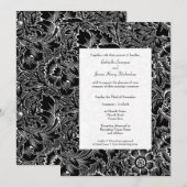 De Victoriaans Vintage Zwarte & Witte Uitnodiging (Voorkant / Achterkant)