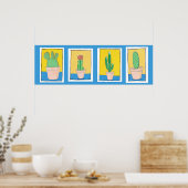 De vier cacti. Eenvoudige moderne kunst. Cactus te Poster (Keuken)