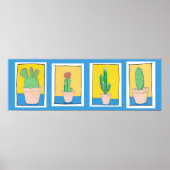 De vier cacti. Eenvoudige moderne kunst. Cactus te Poster (Voorkant)