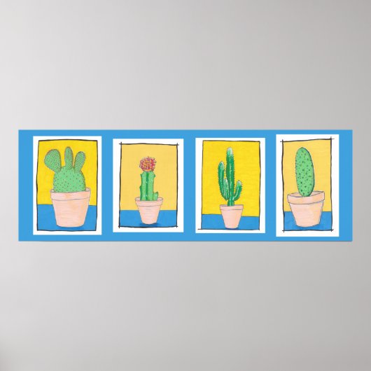 De vier cacti. Eenvoudige moderne kunst. Cactus te Poster (Voorkant)