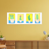 De vier cacti. Eenvoudige moderne kunsttekeningen. Canvas Afdruk (Insitu (Woonkamer))