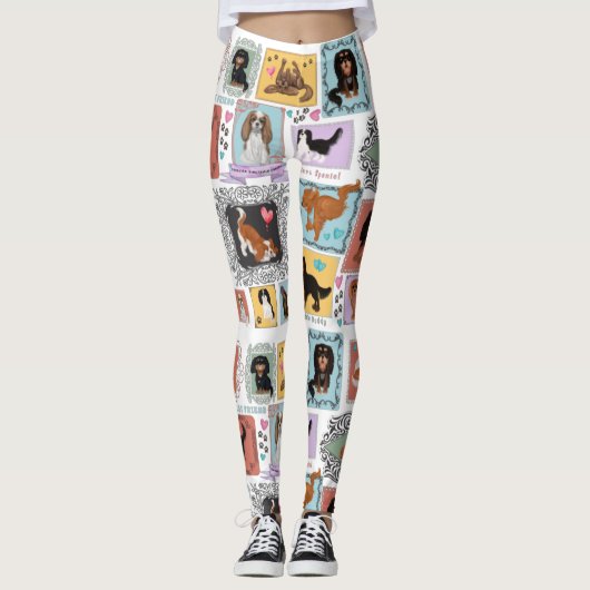 De vier Cavalier King Charles Spaniels Leggings (Voorkant)