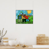 De vier duffers (fijn Poster) Poster (Keuken)