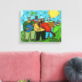 De vier duffers (gestrekte canvasafdruk) canvas afdruk (Insitu (Woonkamer))