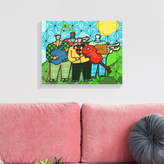 De vier duffers (gestrekte canvasafdruk) canvas afdruk (Insitu (Woonkamer))