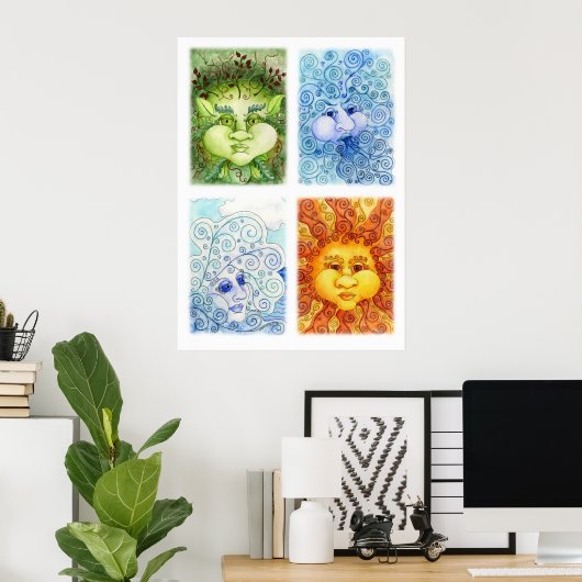 De vier Elementen drukken Poster (Thuiskantoor)