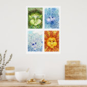 De vier Elementen drukken Poster (Keuken)