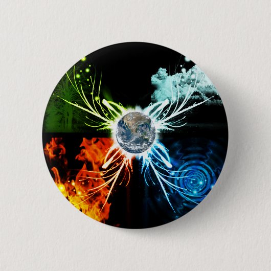 De vier elementen ronde button 5,7 cm (Voorkant)