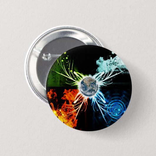 De vier elementen ronde button 5,7 cm (Voorkant /achterkant)