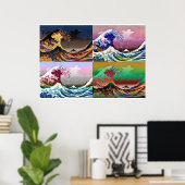 De vier grote golven van Kanagawa Poster (Thuiskantoor)