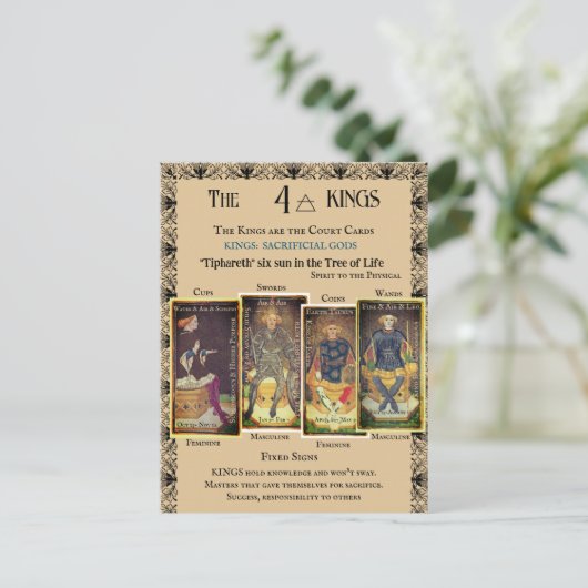 De VIER KINGS Minor Arcana | Briefkaart (Staand voorkant)