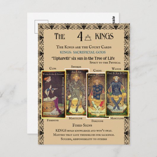 De VIER KINGS Minor Arcana | Briefkaart (Voorkant / Achterkant)