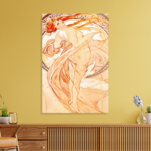 De vier kunsten - Dans, Art Nouveau Canvas Afdruk (Insitu (Woonkamer))