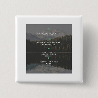 De vier overeenkomsten vierkante button 5,1 cm