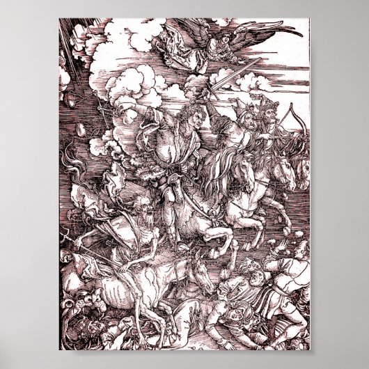 De vier paarden van de Apocalyps (Dürer, 1498) Poster (Voorkant)