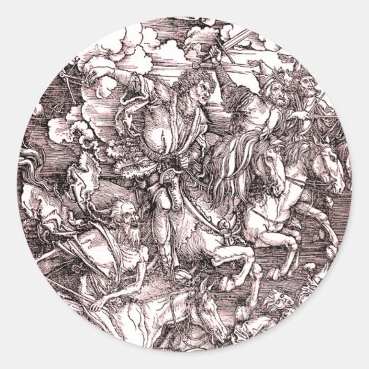 De vier paarden van de Apocalyps (Dürer, 1498) Ronde Sticker (Voorkant)