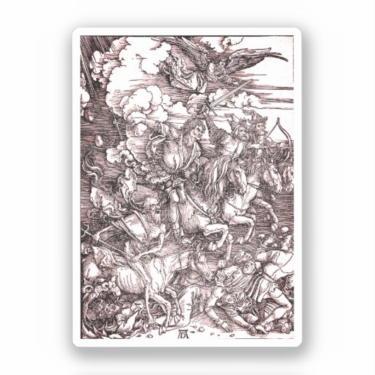 De vier paarden van de Apocalyps (Dürer, 1498) Sticker (Voorkant)