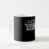 De vier paarden van de moderne Apocalypse Funny Koffiemok (Voorkant links)