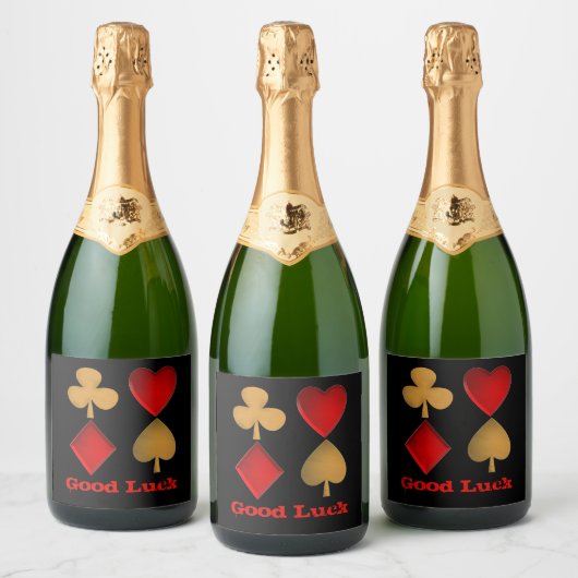 De vier pakken, persoonlijk sparkling wijnetiket (Flessen)