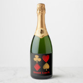 De vier pakken, persoonlijk sparkling wijnetiket (Voorkant)