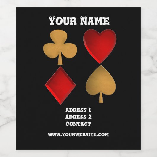 De vier pakken, persoonlijk wijn etiket (Enkel label)