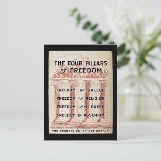 De vier pijlers van de vrijheid briefkaart (Staand voorkant)