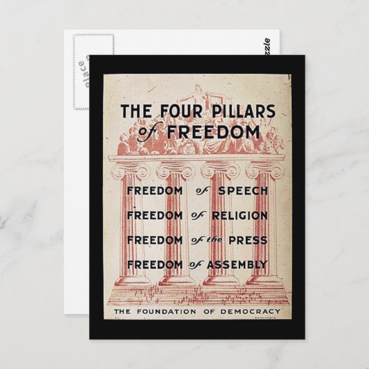 De vier pijlers van de vrijheid briefkaart (Voorkant / Achterkant)