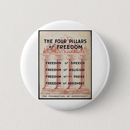 De vier pijlers van de vrijheid ronde button 5,7 cm (Voorkant)