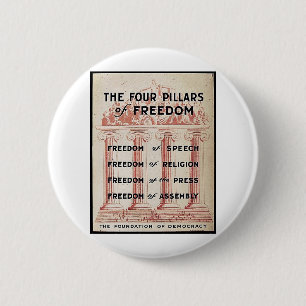 De vier pijlers van de vrijheid ronde button 5,7 cm