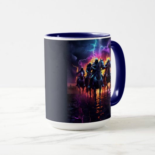 De vier ruiters futuristische kunst mok (Voorkant rechts)