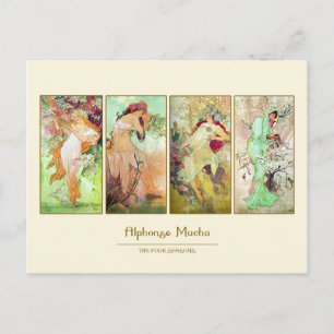 De vier seizoenen Alphonse Mucha Briefkaart