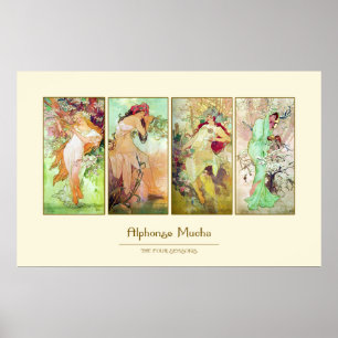 De vier seizoenen Alphonse Mucha Poster
