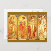 de vier seizoenen - Art Nouveau Briefkaart (Voorkant / Achterkant)