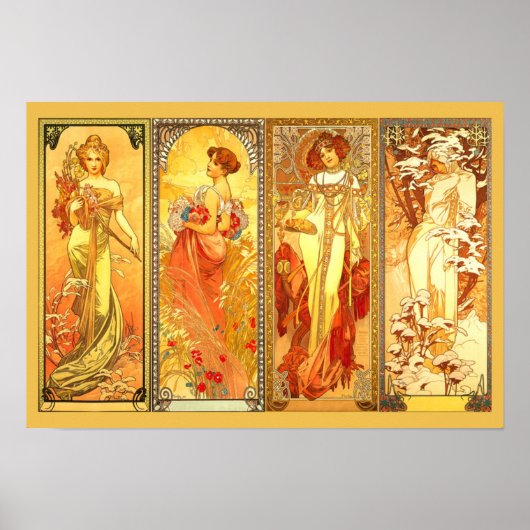 De vier seizoenen - door Alfons Mucha Poster (Voorkant)