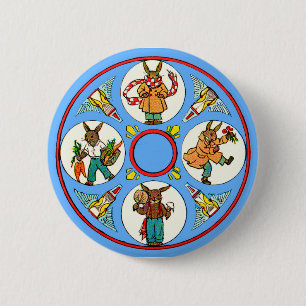 de vier seizoenen van een bunny ronde button 5,7 cm