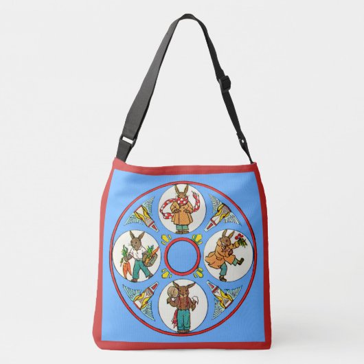 de vier seizoensdrukken van de bunny crossbody tas (Achterkant)