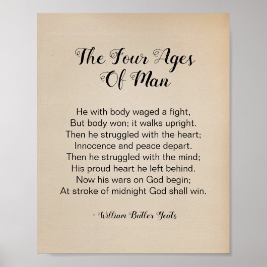 De vier tijdperken van het Man gedicht-inkepposter Poster (Voorkant)