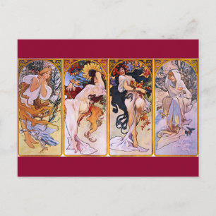 De vier zinnen Art Nouveau Briefkaart