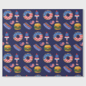 De vierde feestdag van juli donuts ijsklok cadeaupapier (Vlak)