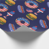 De vierde feestdag van juli donuts ijsklok cadeaupapier (Hoek)