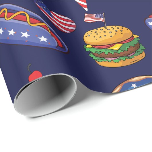 De vierde feestdag van juli donuts ijsklok cadeaupapier (Rol Hoek)