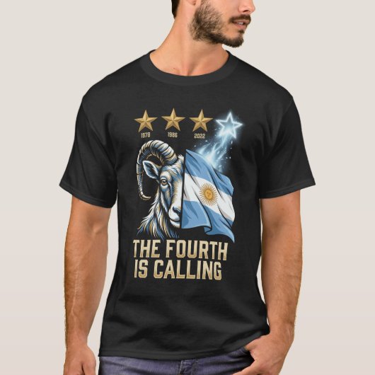 De Vierde Roept Argentijnse Fan zwart T-shirt (Voorkant)