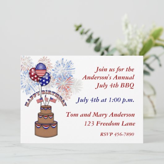 De vierde uitnodiging van de Amerikaanse Birthday (Staand voorkant)