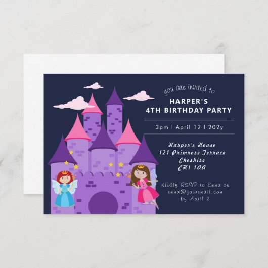 De vierde verjaardag van de Cute Magical Fairies & Kaart (Voorkant / Achterkant)