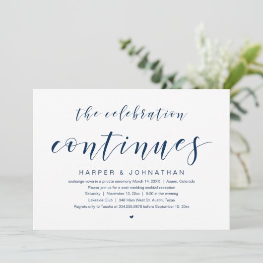 De viering gaat door, Bruiloft Elopement Feest Kaart (Staand voorkant)